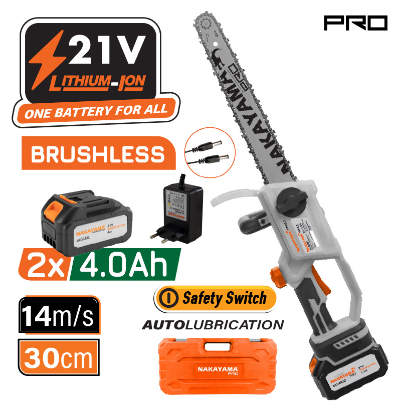 NAKAYAMA Pro EC1230 Κλαδευτικό Αλυσοπρίονο Μπαταρίας 21V,Brushless,Λάμα 30cm,1.4kg NAKAYAMA Pro EC1230 Κλαδευτικό Αλυσοπρίονο Μπαταρίας 21V,Brushless,Λάμα 30cm,1.4kg