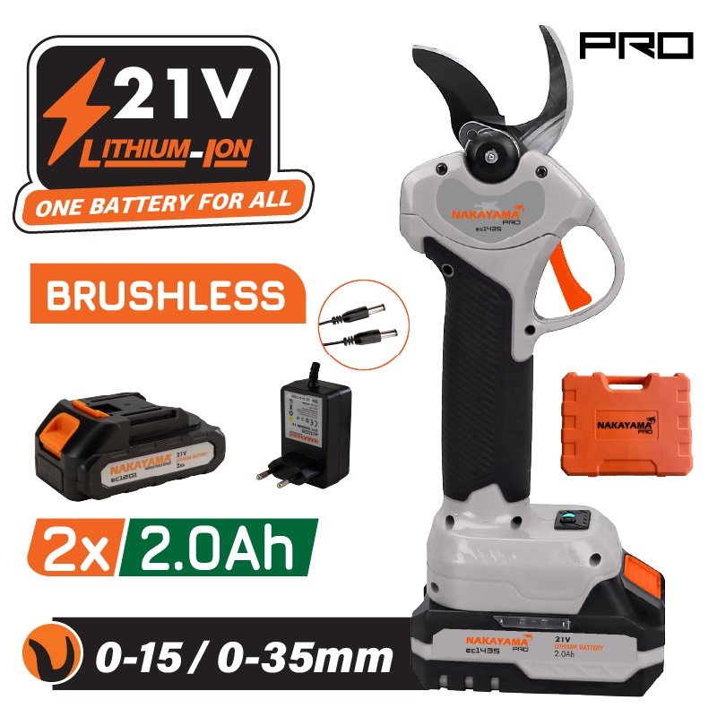 NAKAYAMA Pro EC1435 Ψαλίδι Κλάδου Μπαταρίας 21V, Brushless, Προοδευτική Κοπή 0-15mm/0-35mm, 0.85kg NAKAYAMA Pro EC1435 Ψαλίδι Κλάδου Μπαταρίας 21V, Brushless, Προοδευτική Κοπή 0-15mm/0-35mm, 0.85kg