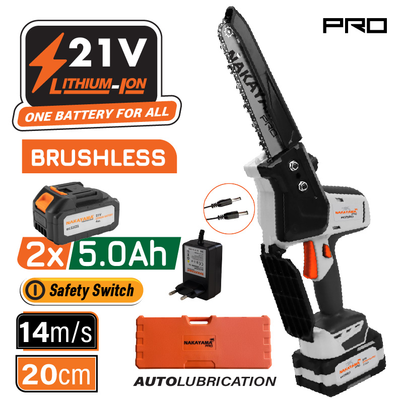 NAKAYAMA Pro EC1520 Κλαδευτικό Αλυσοπρίονο Μπαταρίας 21V,Brushless,Λάμα 20cm NAKAYAMA Pro EC1520 Κλαδευτικό Αλυσοπρίονο Μπαταρίας 21V,Brushless,Λάμα 20cm