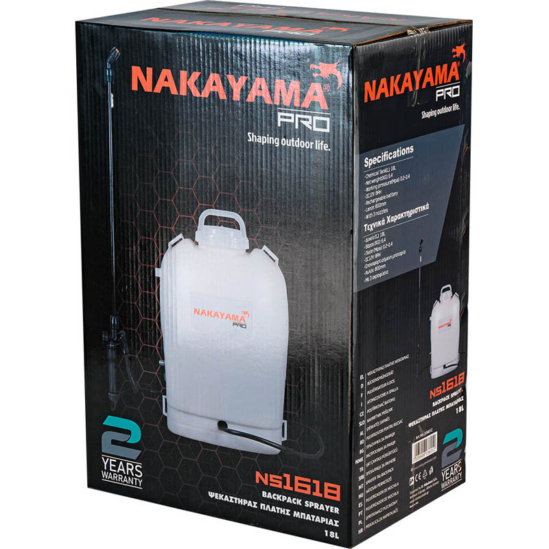 Ψεκαστήρας Πλάτης Επαναφορτιζόμενος Μπαταρίας 12V NS1618 18L Nakayama PRO 036012