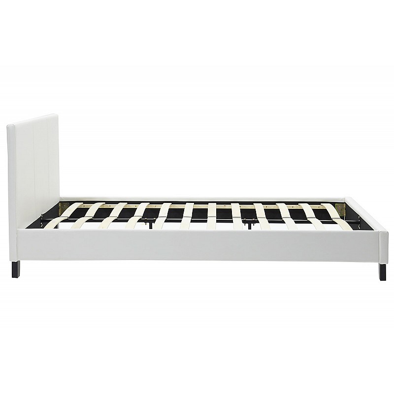 Κρεβάτι Nevil Pakoworld Διπλό 150X200 Pu Χρώμα Λευκό Ματ