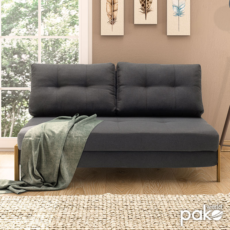 Καναπές 2Θέσιος - Κρεβάτι Fancy Pakoworld Με Ύφασμα Ανθρακί 150X92X77Εκ