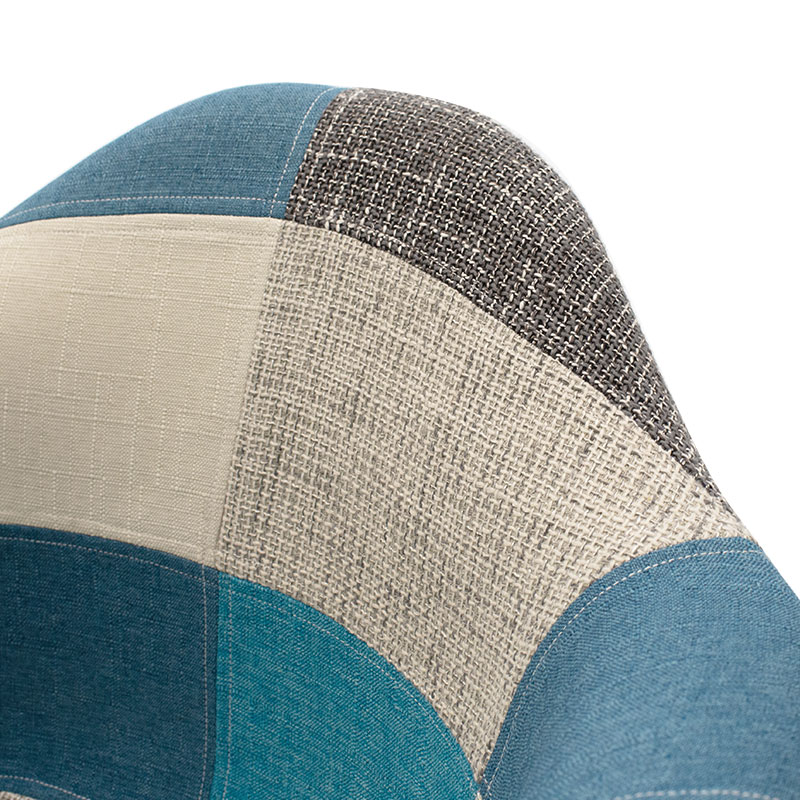 Πολυθρόνα Julita Pakoworld Ύφασμα Patchwork Μπλε Γκρι-Μαύρο Πόδι