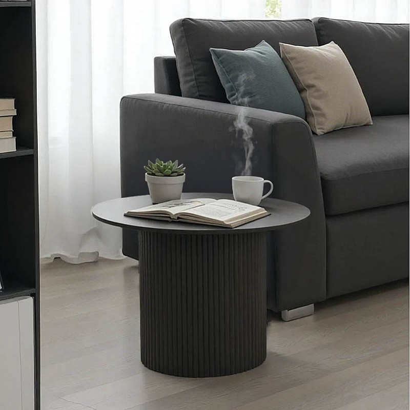 Τραπέζι Σαλονιού Dovel Pakoworld Mdf Σε Μαύρη Απόχρωση Φ70X40Εκ