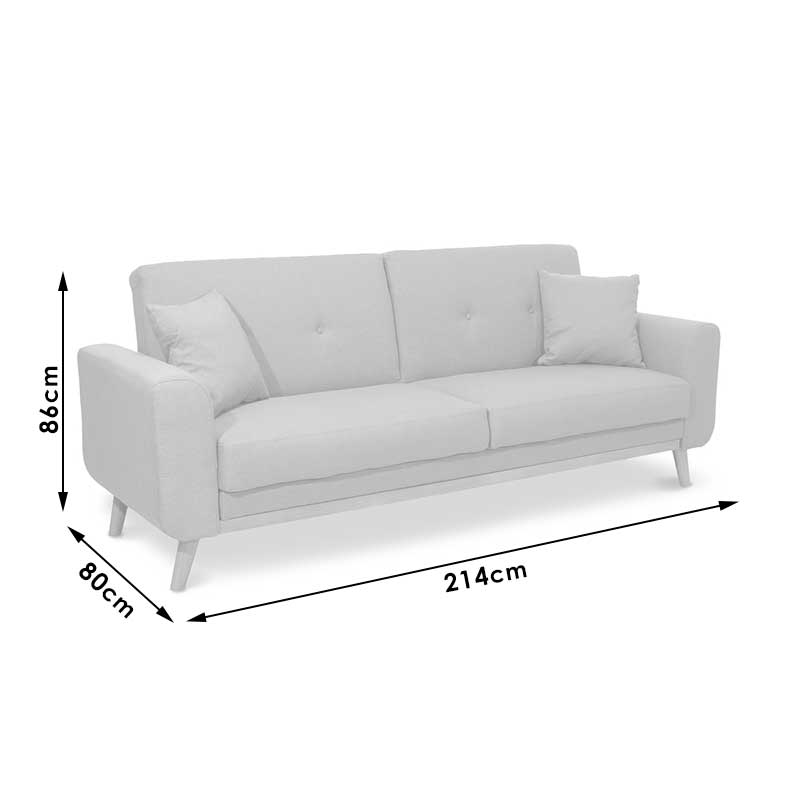 Καναπές-Κρεβάτι Carmelo Με Γκρι Ύφασμα 214X80X86Εκ