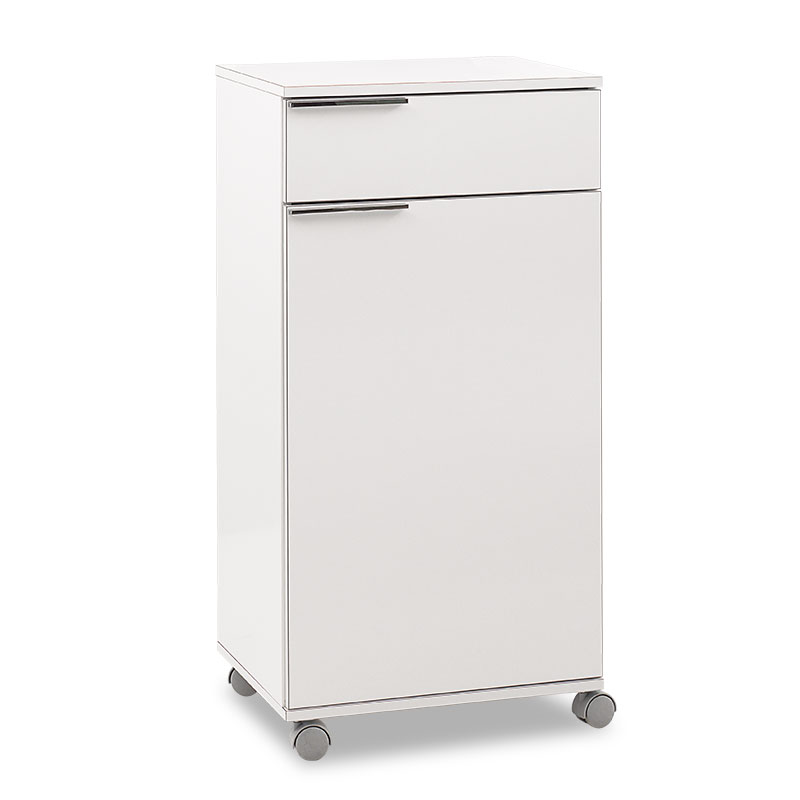 Ντουλάπι Chad Pakoworld Τροχήλατο Με Συρτάρι Λευκό Gloss 50X40X100Εκ