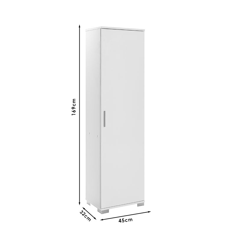 Ντουλάπι-Στήλη Chad1 Pakoworld Λευκό Gloss 45X32X169Εκ