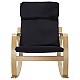 Πολυθρόνα Zenia Pakoworld Κουνιστή Σε Μαύρο Ύφασμα Και Φυσικό Ξύλο