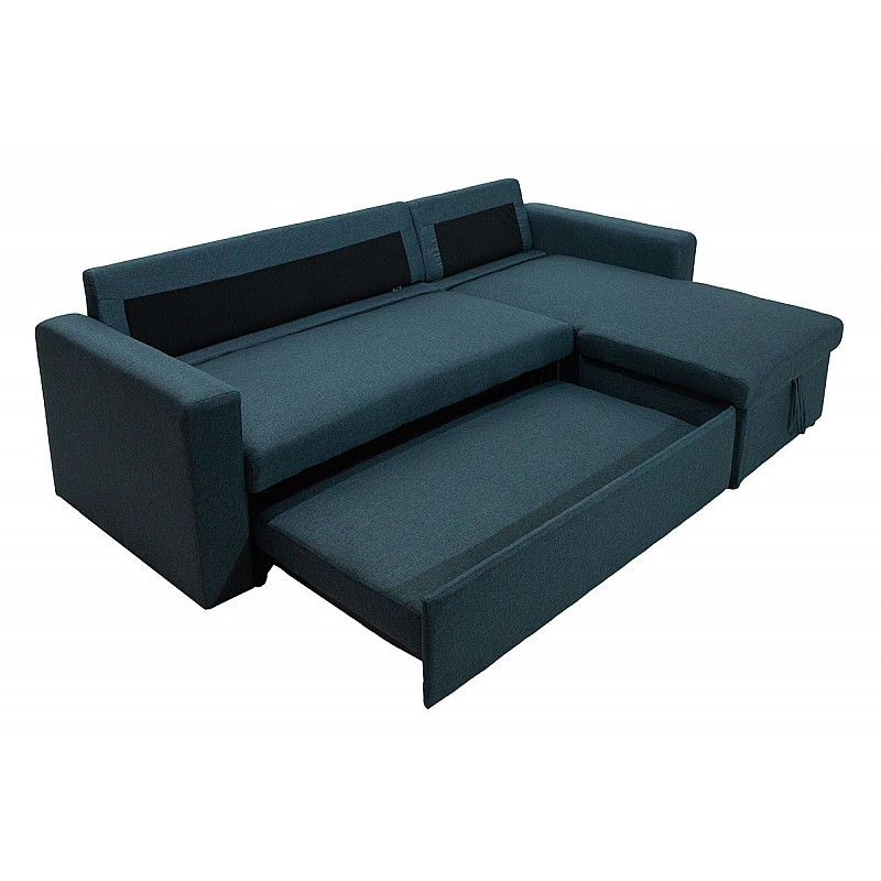 Γωνιακός Καναπές Κρεβάτι Marvel Pakoworld Αναστρέψιμος Με Αποθηκευτικό Χώρο Μπλε Ύφασμα