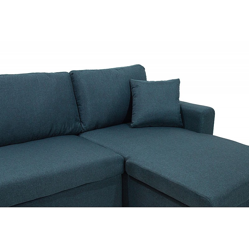 Γωνιακός Καναπές Κρεβάτι Marvel Pakoworld Αναστρέψιμος Με Αποθηκευτικό Χώρο Μπλε Ύφασμα