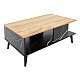 Τραπέζι Σαλονιού Moses Pakoworld Χρώμα Sonoma-Μαύρο Μαρμάρου 90X54X37.5Εκ
