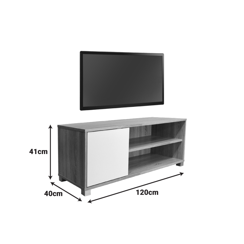 Έπιπλο Τηλεόρασης Ellon Pakoworld Μελαμίνης Sonoma-Λευκό 120X40X41Εκ.