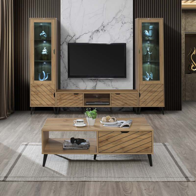 Έπιπλο Τηλεόρασης Thelma Pakoworld Sonoma Μελαμίνης 150X40X41.6Εκ
