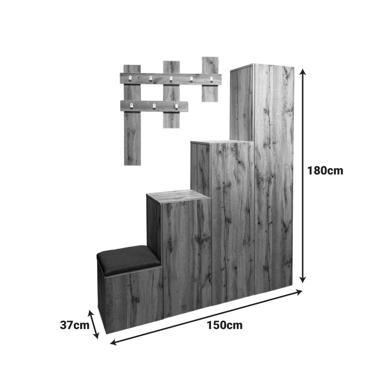 Έπιπλο Εισόδου Nenich Pakoworld Σε Oak Απόχρωση 150X37X180Εκ Έπιπλο Εισόδου Nenich Pakoworld Σε Oak Απόχρωση 150X37X180Εκ