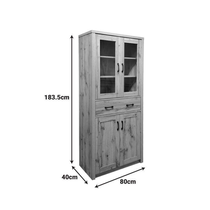 Βιτρίνα-Ντουλάπα Nisso Pakoworld Σε Oak Απόχρωση 80X40X183.5Εκ Βιτρίνα-Ντουλάπα Nisso Pakoworld Σε Oak Απόχρωση 80X40X183.5Εκ