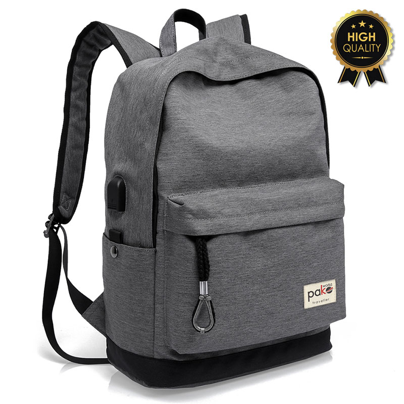Σακίδιο Πλάτης Trv-011 Pakoworld Γκρι Με Usb Για Laptop 14''
