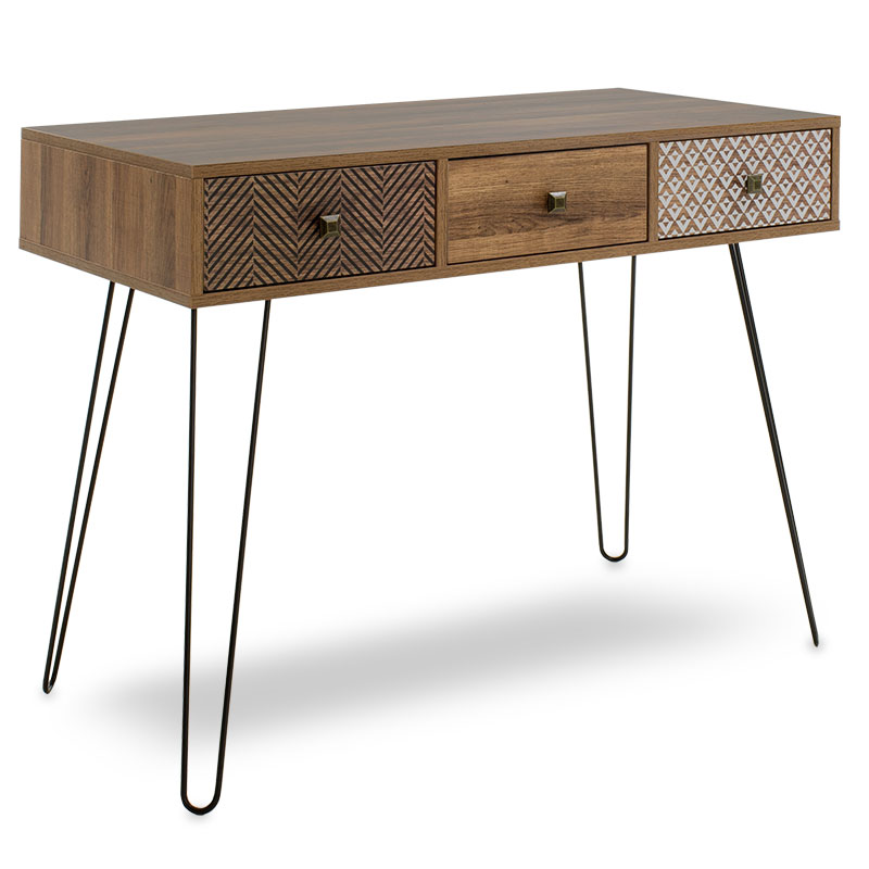 Κονσόλα Boho Pakoworld Καρυδί Με Μεταλλικά Πόδια 100X50,5X74,5Εκ