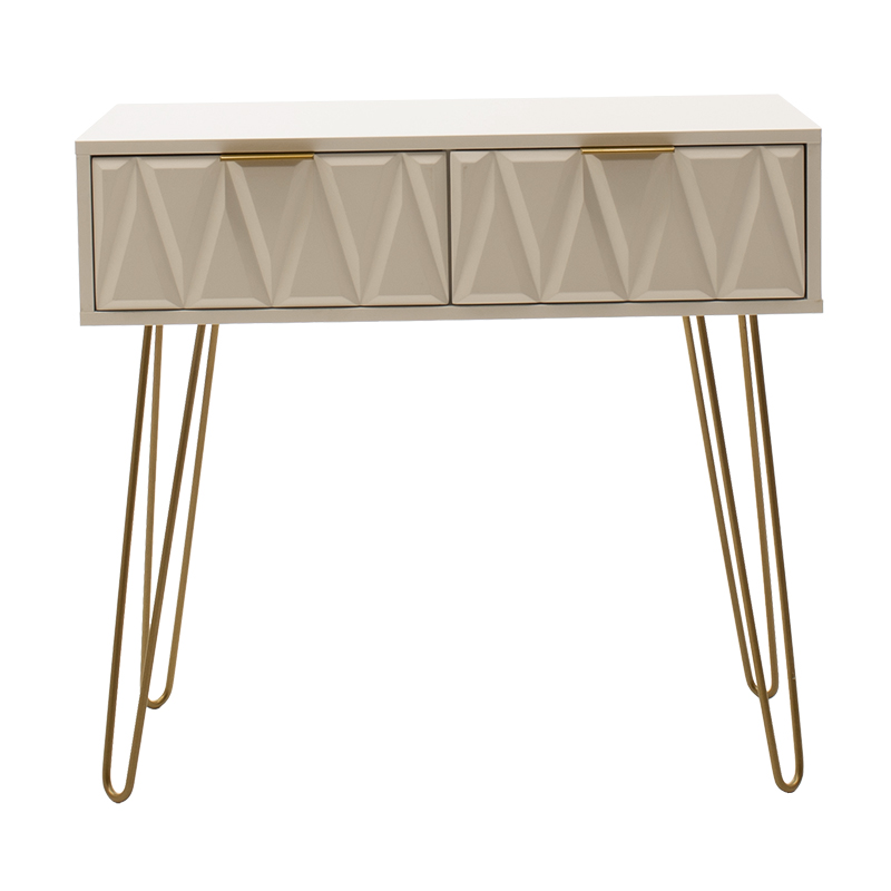 Κονσόλα Isla Pakoworld Χρώμα Λευκό Painting-Χρυσό 80X39X74Εκ