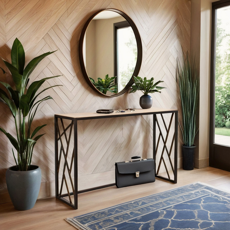 Κονσόλα Ivy Pakoworld Χρώμα Καρυδί-Μαύρο 120X35X75Εκ