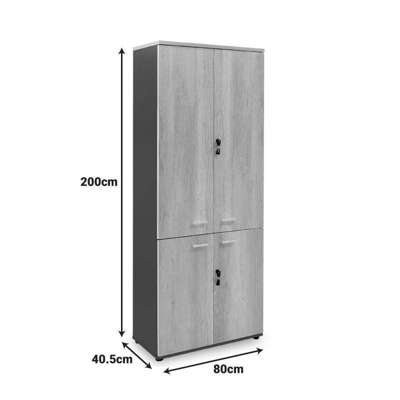 Ντουλάπα Γραφείου Επαγγελματική Lotus Pakoworld Χρώμα Φυσικό - Ανθρακί 80X40,5X200Εκ