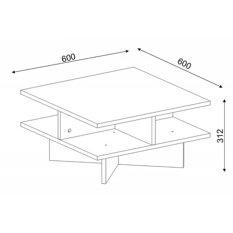 Τραπέζι Σαλονιού Pwf-0027 Pakoworld Χρώμα Καρυδί - Λευκό 60X60X31Εκ