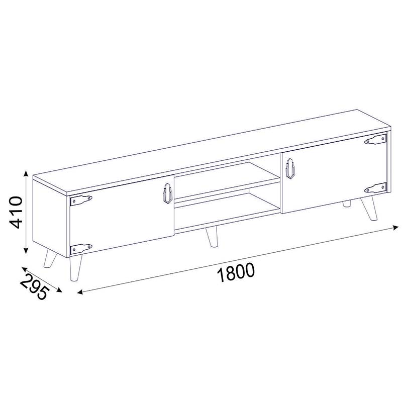Έπιπλο Τηλεόρασης Pwf-0283 Pakoworld Χρώμα Σκούρο Καρυδί - Μαύρο 180X30X41Εκ