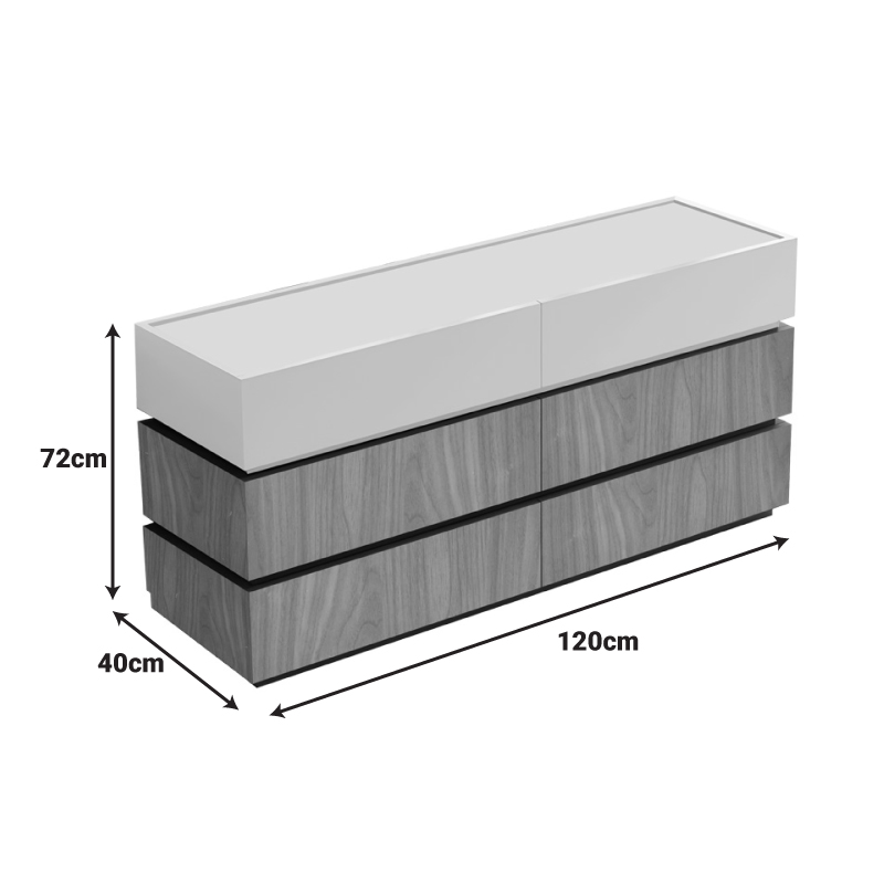 Συρταριέρα Sonlen Pakoworld Mdf Σε Καρυδί-Μπεζ Απόχρωση 120X40X72Εκ