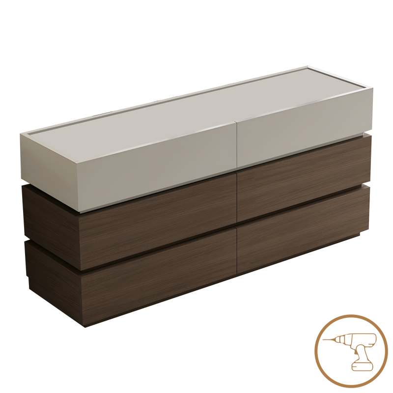 Συρταριέρα Sonlen Pakoworld Mdf Σε Καρυδί-Μπεζ Απόχρωση 120X40X72Εκ