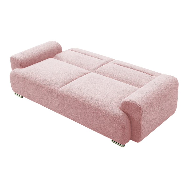 Kαναπές-Κρεβάτι Τριθέσιος Harmonious Pakoworld Μπουκλέ Ροζ 223X42X114Εκ