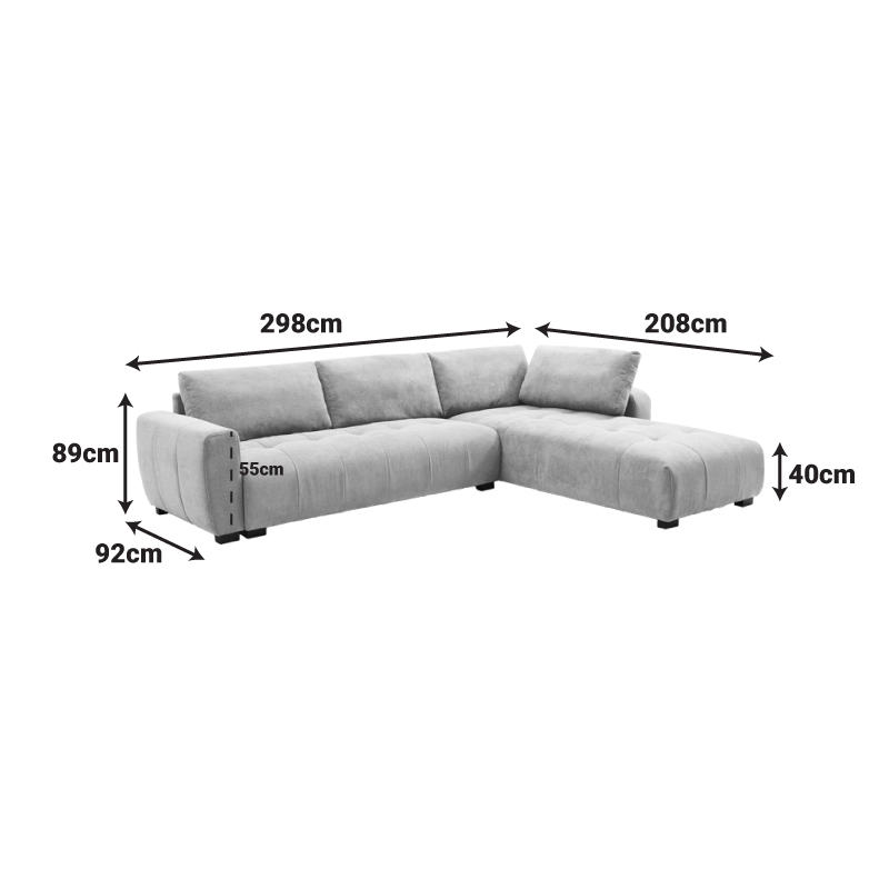 Γωνιακός Καναπές Gianco Pakoworld Αναστρέψιμος Ύφασμα Μπεζ 298X208X85Εκ