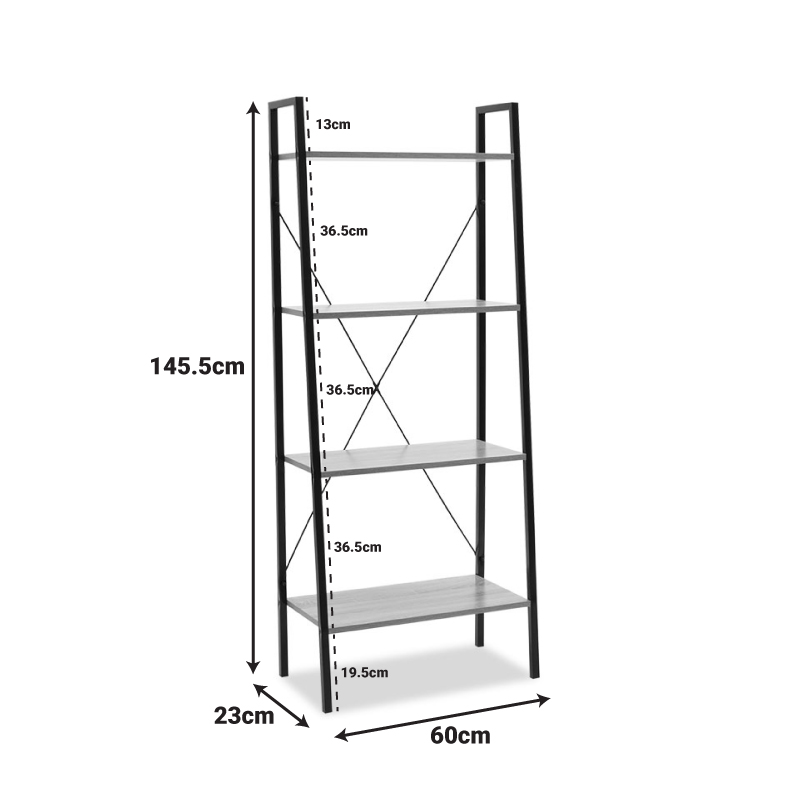 Βιβλιοθήκη- Ραφιέρα Ramon Pakoworld Φυσικό-Μαύρο 60X23X145,5Εκ