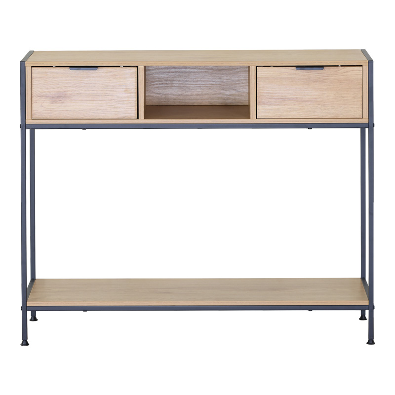 Κονσόλα Regando Pakoworld Σε Oak Απόχρωση Με Μαύρο Μέταλλο 100X35X80Εκ