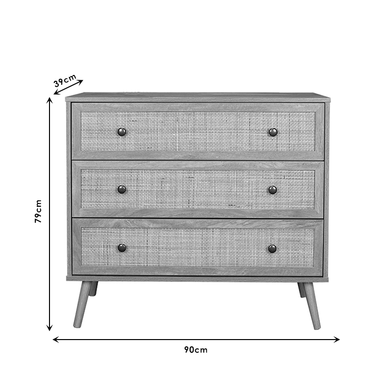 Συρταριέρα Oslo Pakoworld 3Ων Συρταριών Sonoma 90X39X79Εκ