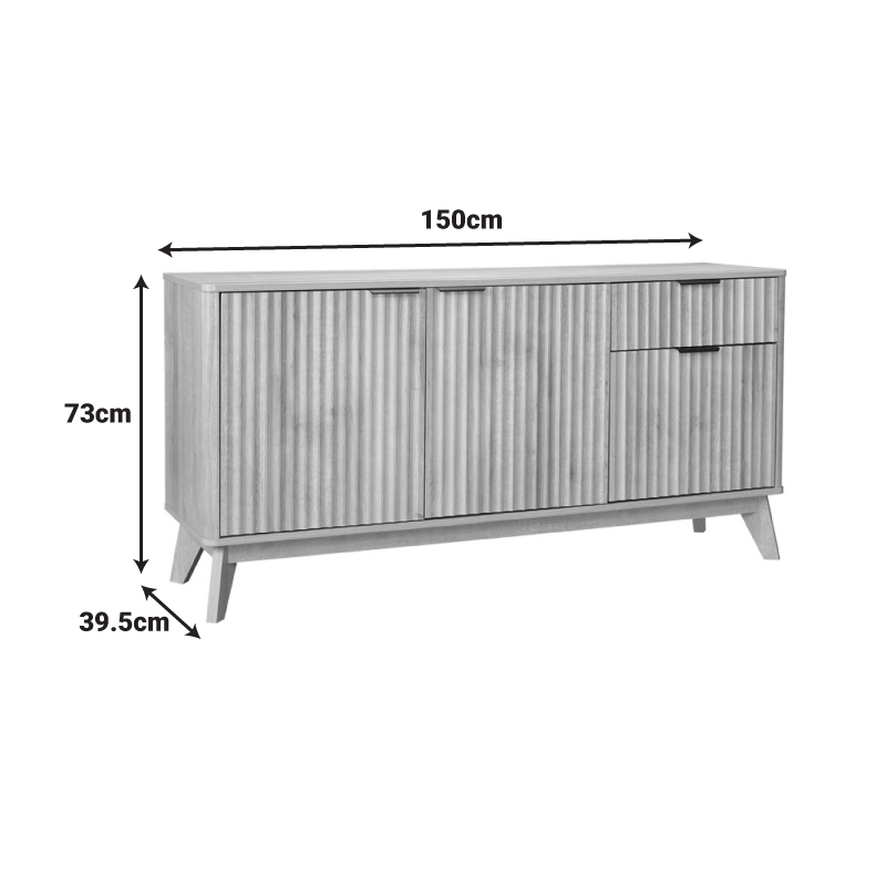 Μπουφές Hamea Pakoworld Mdf Σε Φυσική Απόχρωση 150X39,5X73Εκ