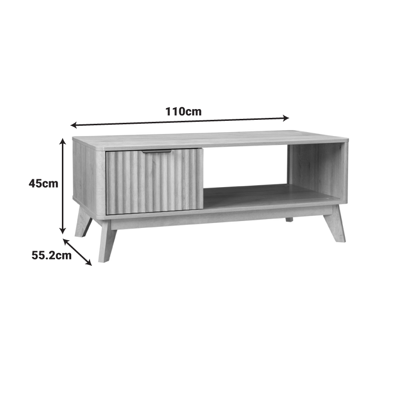 Τραπέζι Σαλονιού Hamea Pakoworld Mdf Σε Φυσική Απόχρωση 110X55,2X45Εκ