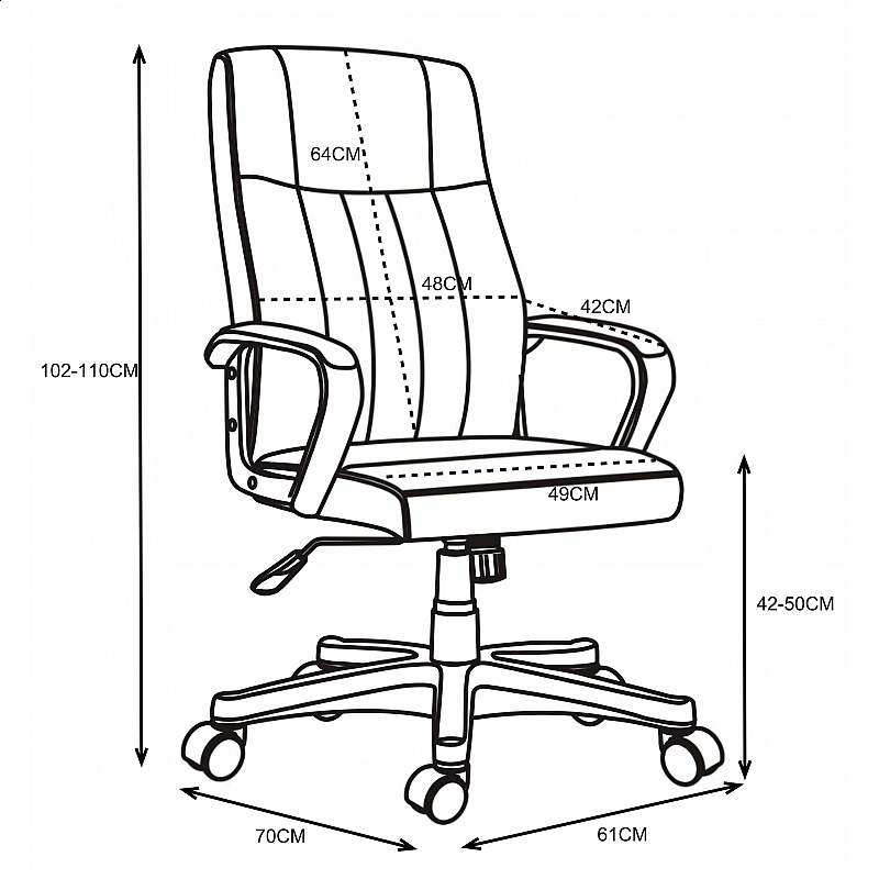Καρέκλα Γραφείου Διευθυντή Roby Pakoworld Με Pu Χρώμα Μαύρο