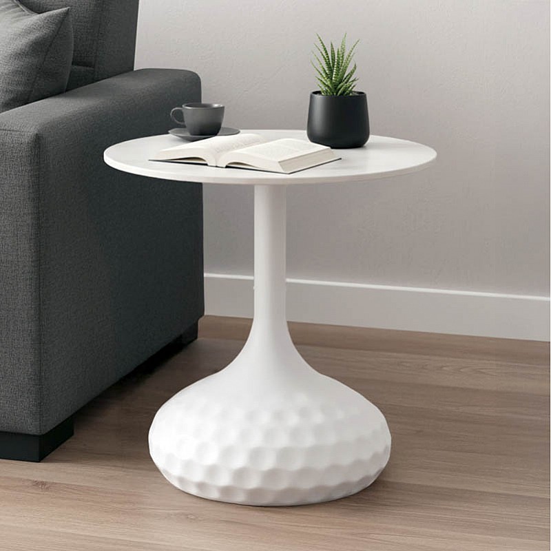 Βοηθητικό Τραπέζι Fabron Inart Λευκό Sintered Stone Φ50X52Εκ