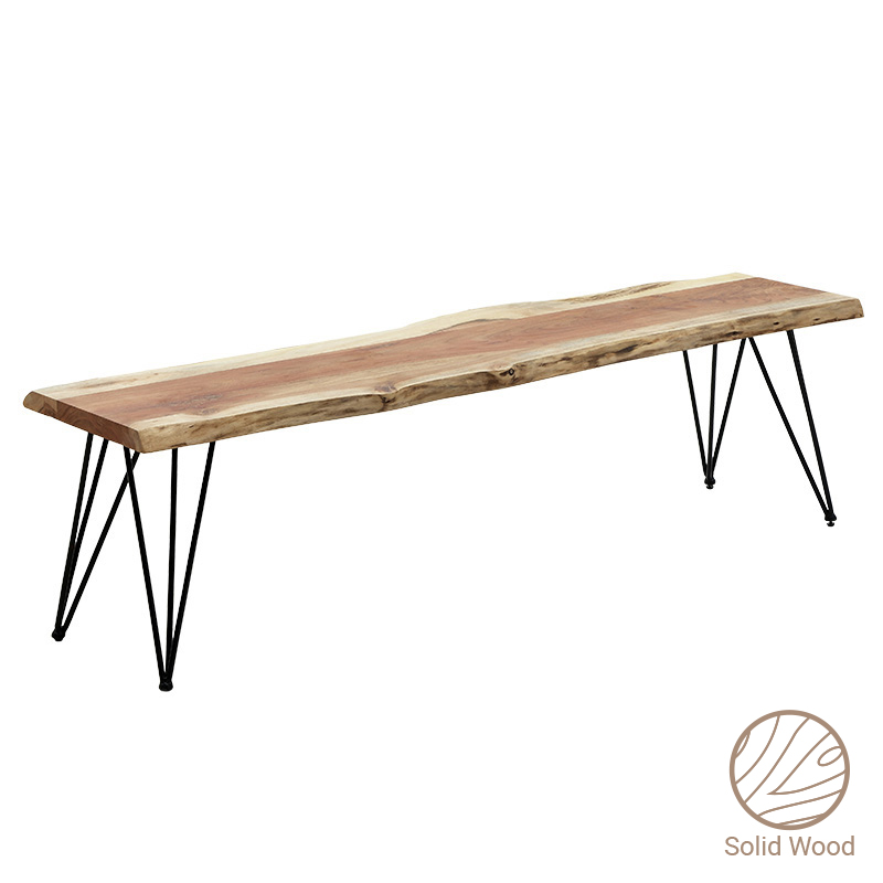 Παγκάκι Tacy Pakoworld Μασίφ Ξύλο 4Εκ Καρυδί-Μαύρο 160X40X45Εκ