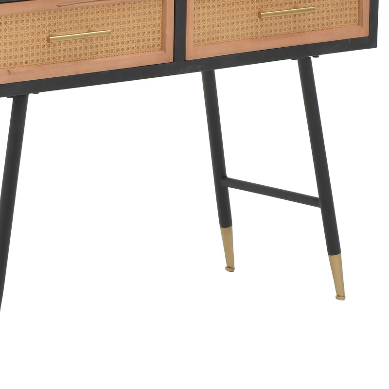 Κονσόλα Hasmia Inart Φυσικό-Μαύρο Ξύλο-Μέταλλο 110X35X76Εκ Κονσόλα Hasmia Inart Φυσικό-Μαύρο Ξύλο-Μέταλλο 110X35X76Εκ