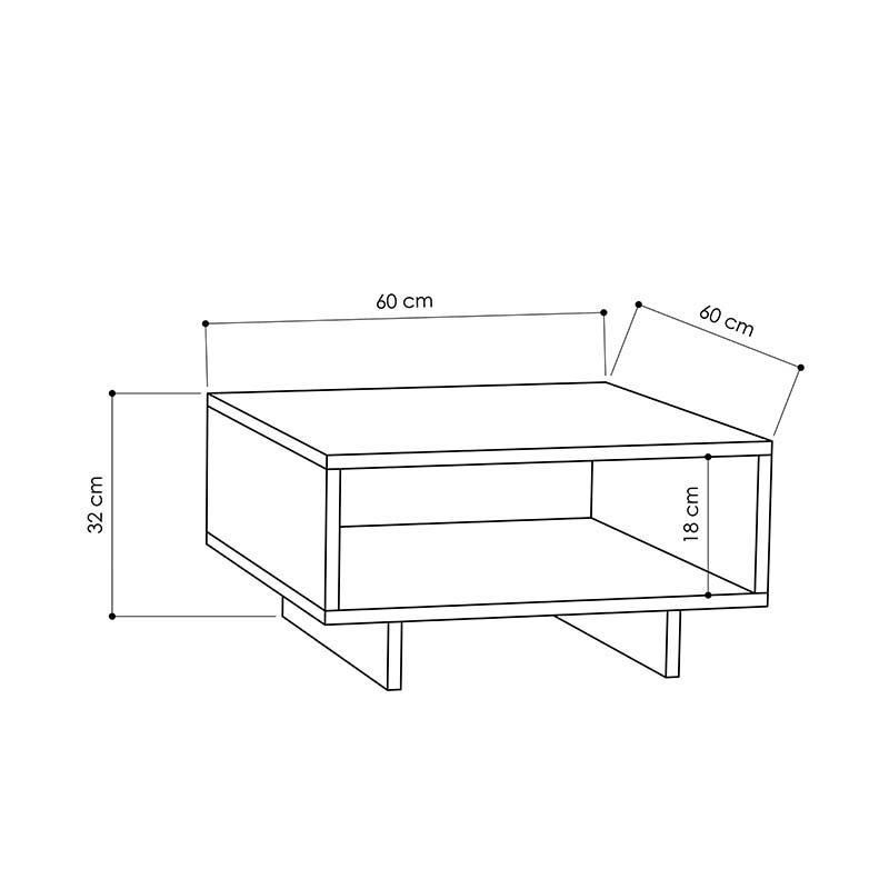 Τραπέζι Σαλονιού Hola Pakoworld Antique Λευκό-Ανθρακί 60X60X32Εκ