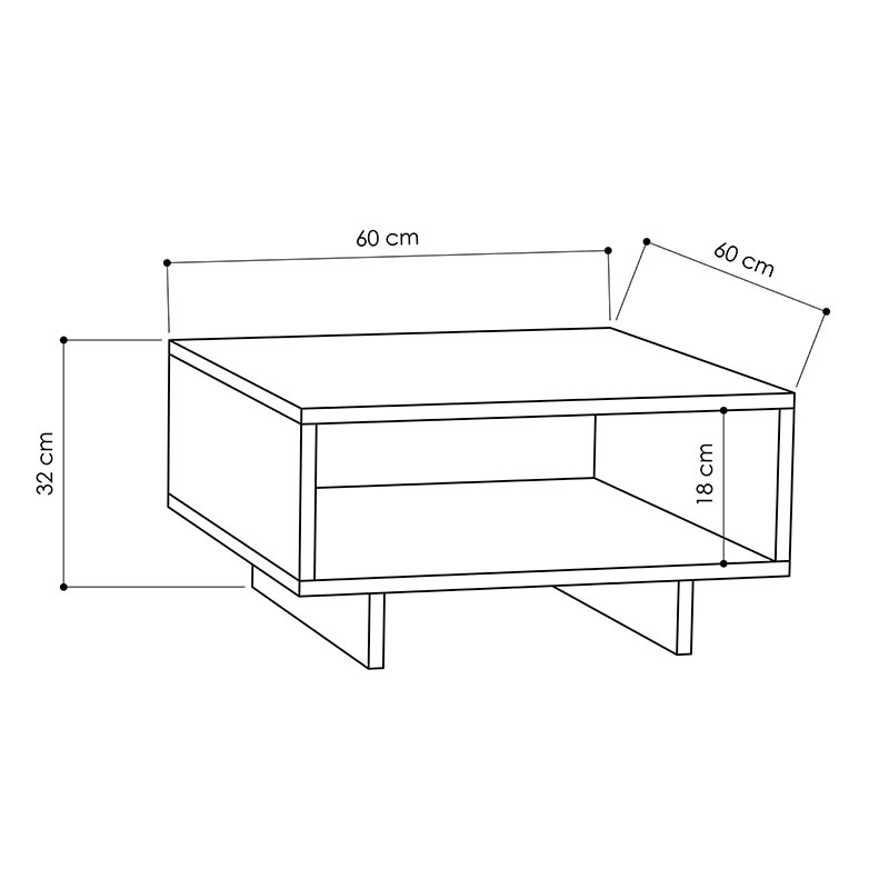 Τραπέζι Σαλονιού Hola Pakoworld Ανθρακί 60X60X32Εκ