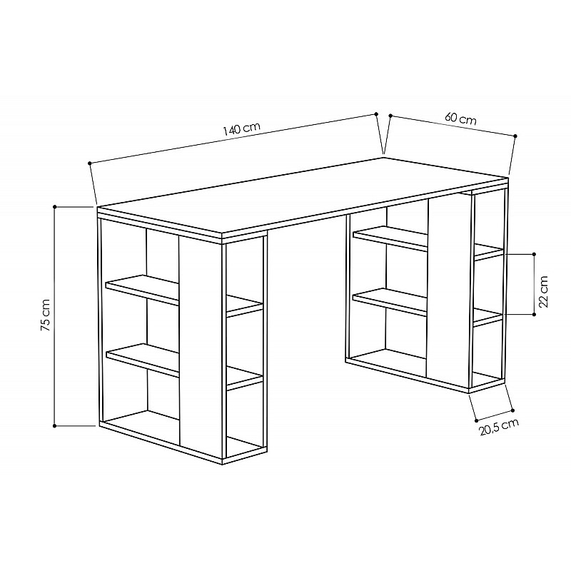 Γραφείο Colmar Pakoworld Χρώμα Λευκό -Σκούρο Φυσικό 140X60X75Εκ Γραφείο Colmar Pakoworld Χρώμα Λευκό -Σκούρο Φυσικό 140X60X75Εκ