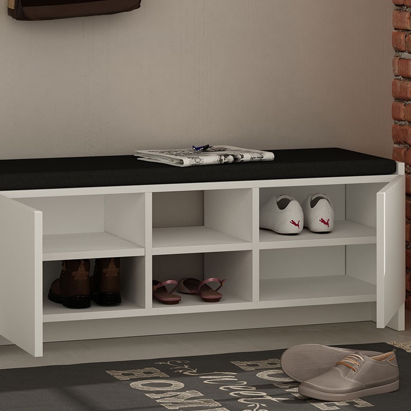 Έπιπλο Εισόδου Σκαμπό-Παπουτσοθήκη Zulla Pakoworld 10 Ζεύγων Λευκό 110X37X43Εκ