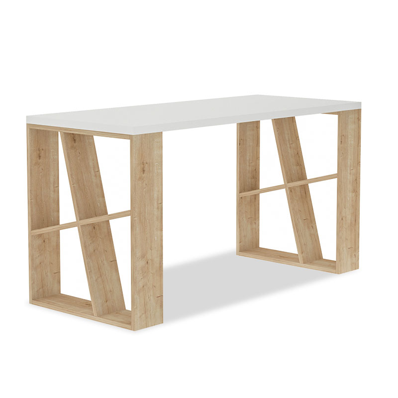 Γραφείο Honey Pakoworld Χρώμα Λευκό - Light Oak 140X60X75Εκ