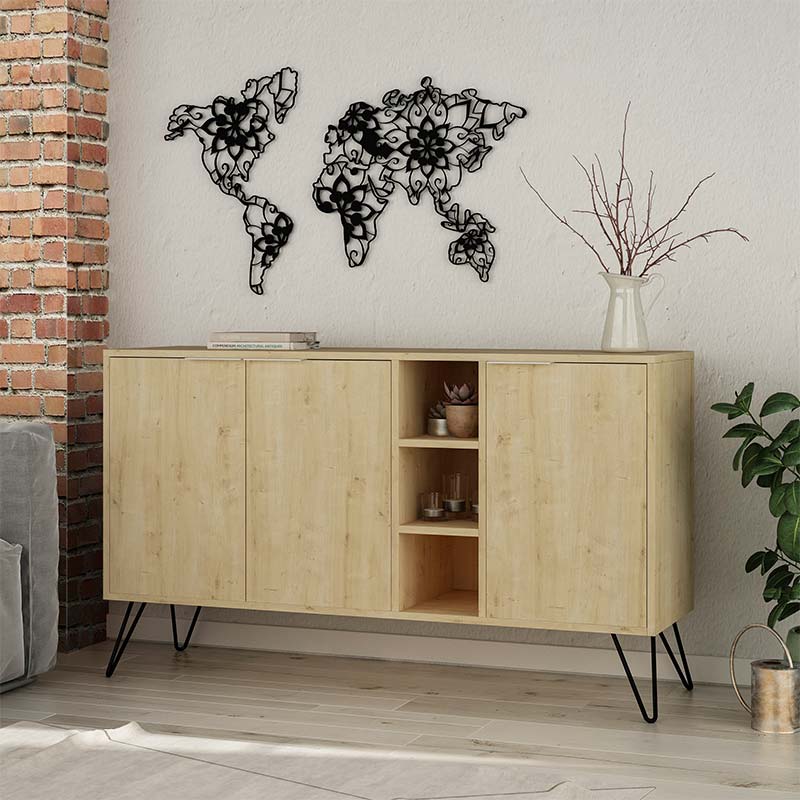 Μπουφές Clara Pakoworld Χρώμα Light Oak 142X35.5X82Εκ