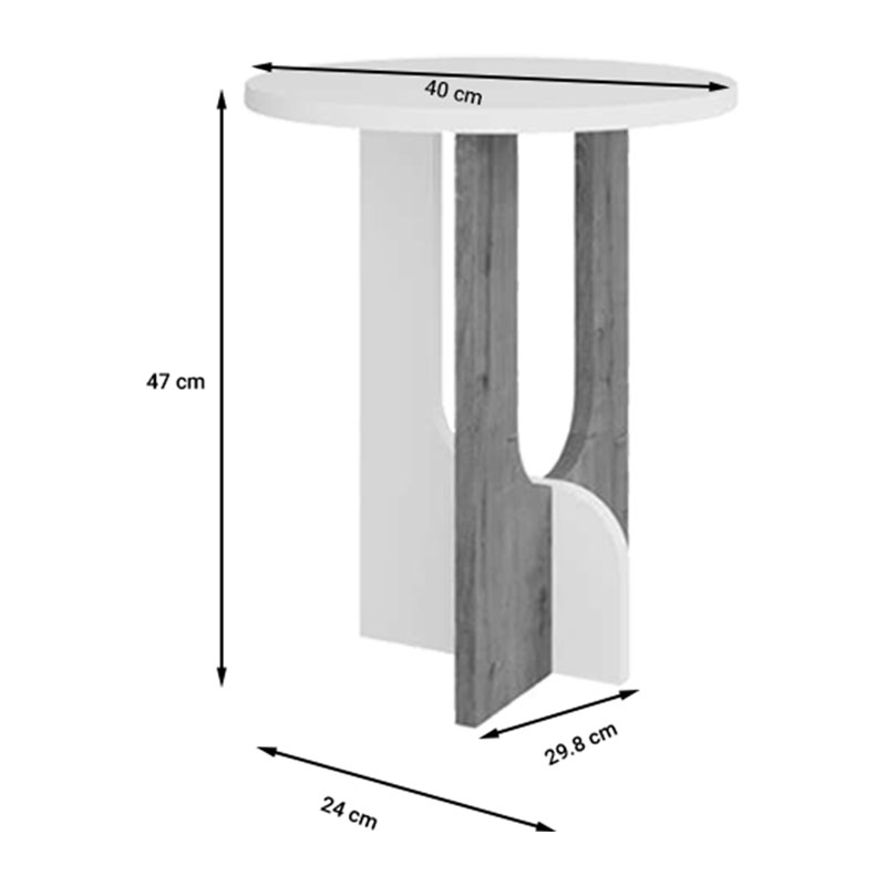 Βοηθητικό Τραπέζι Luna Pakoworld Λευκό-Φυσικό Φ40X47 Εκ