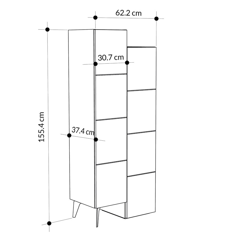 Ντουλάπι-Στήλη Romane Pakoworld Φυσικό 62.2X37.4X155.4Εκ