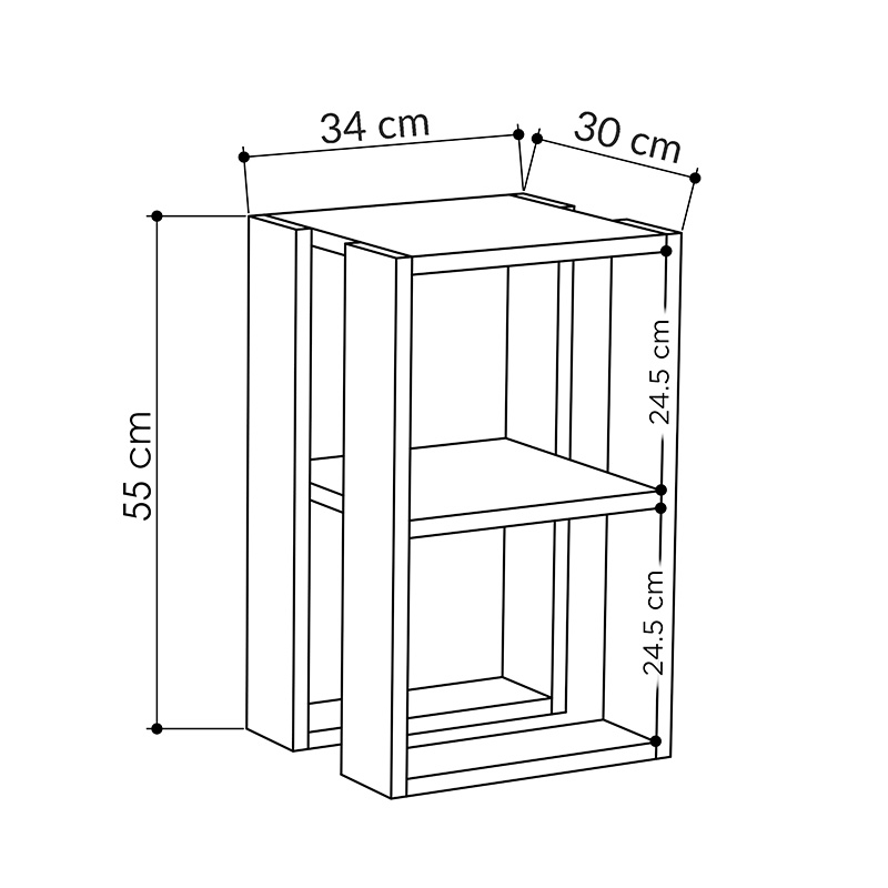 Κομοδίνο Passion Pakoworld Λευκό 34X30X55Εκ