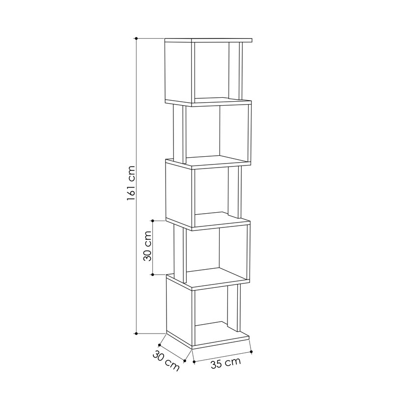 Βιβλιοθήκη - Στήλη Piri Pakoworld Λευκό Μελαμίνης 35X30X161Εκ