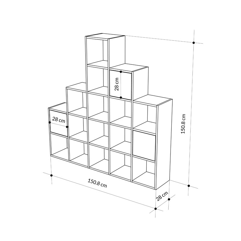 Βιβλιοθήκη Paleo Pakoworld Φυσικό Μελανίνη 150.8X28X150.8Εκ